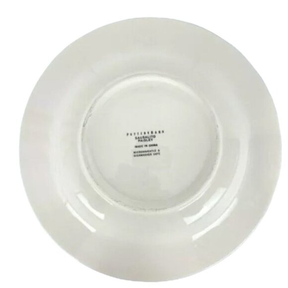 Pottery Barn Dinner Plate Bowl Sausalito Paisley 12.5 Pasta Cream Red Green - Picture 4 of 5